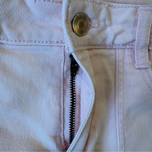 Cargo Carpenter Coastal Fringe Grunge Pink Denim Shorts Sz 10 Y2K Barbie - Picture 2 of 9